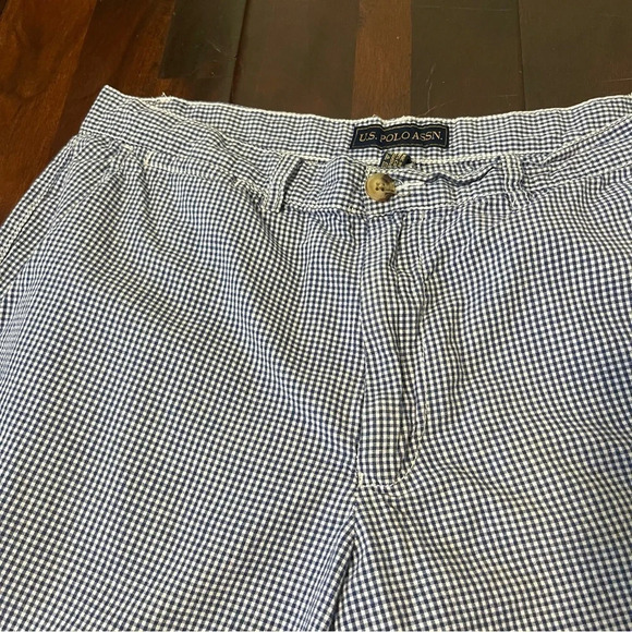 U.S. Polo Assn. Blue And White Checkered Plaid Shorts Men’s Size 34 Prep Dressy - Picture 2 of 7